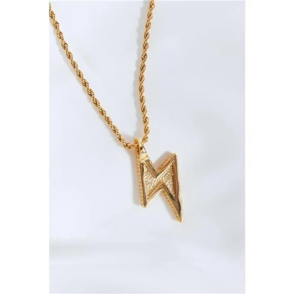 Brass Lightning Pendant Necklace